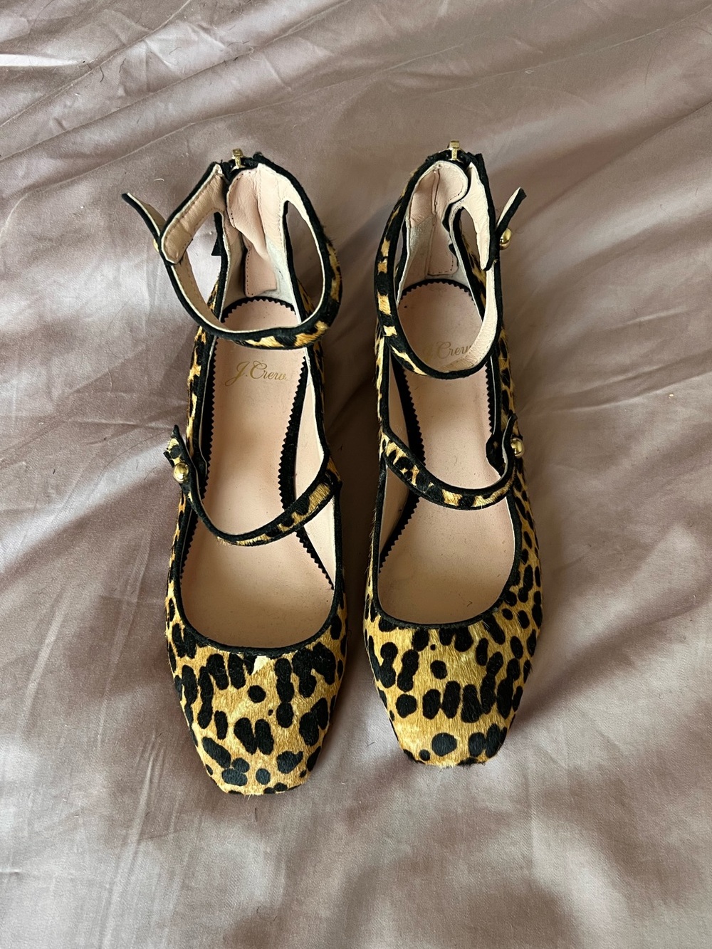 J. Crew Leopard Print Mary Jane Ankle-Strap Flats - Cheetah Print